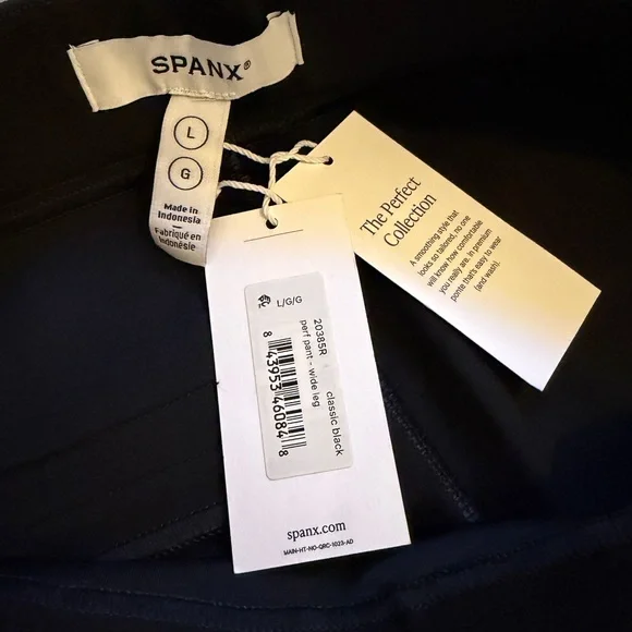 NWT- Spanx Perfect Ponte Smoothing Stretch Twill Wide Leg Dress Pant - Black - L - Picture 7 of 8
